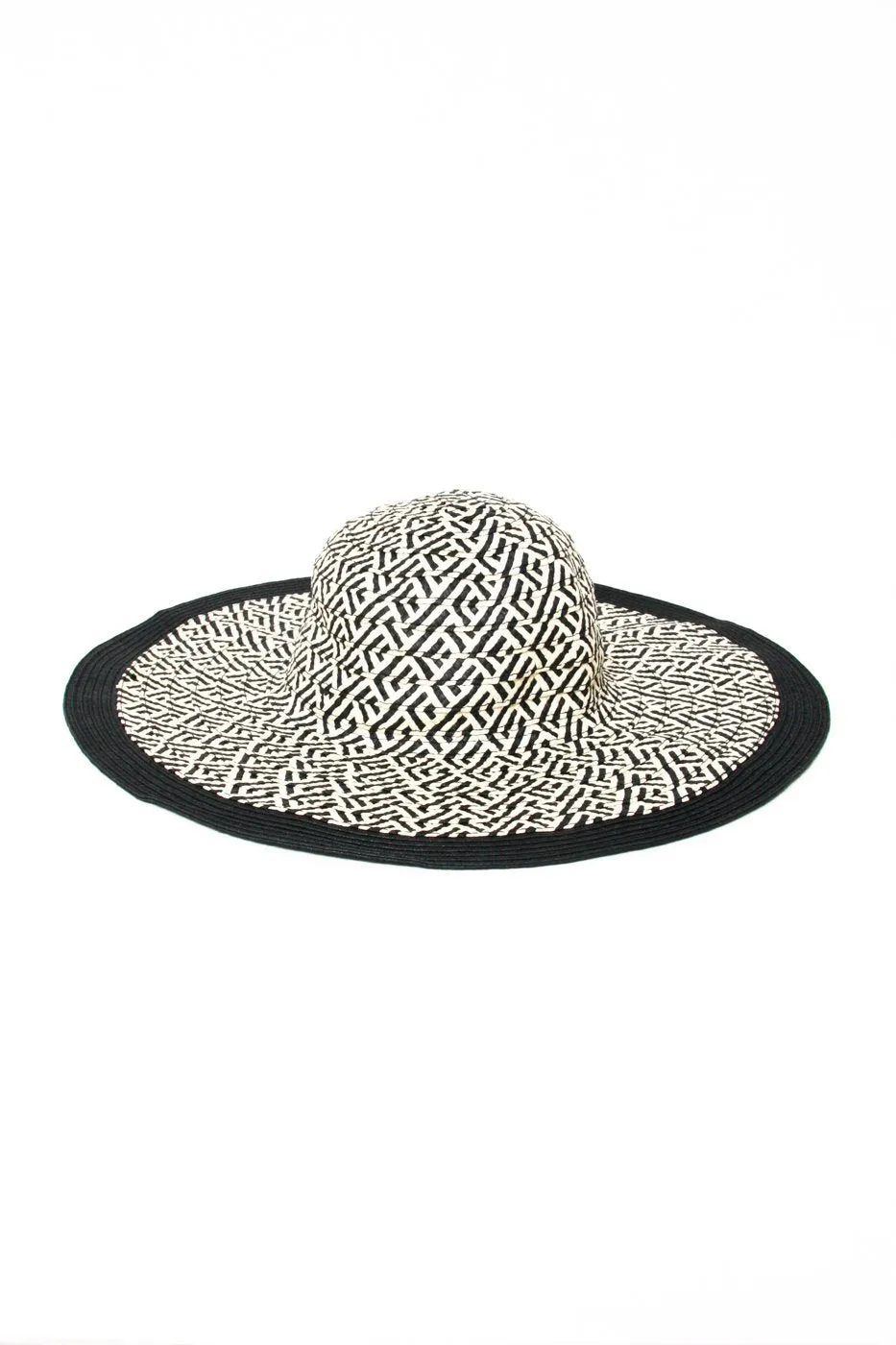 0474_GAP BLACK WHITE STRAW HAT // S-M