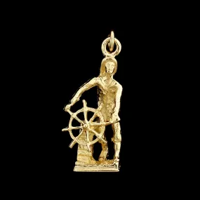 14K Yellow Gold Estate Gloucester Fisherman Charm