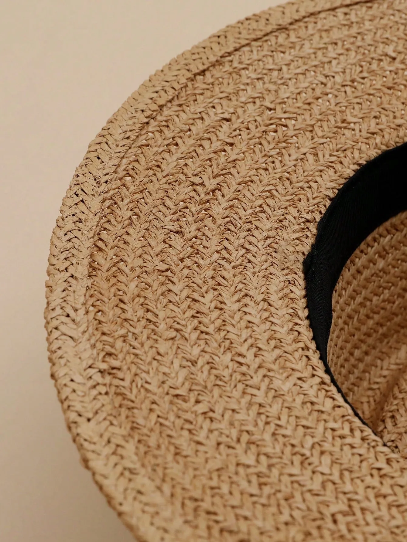 1pc Women Belt Decor Boho Style Straw Hat