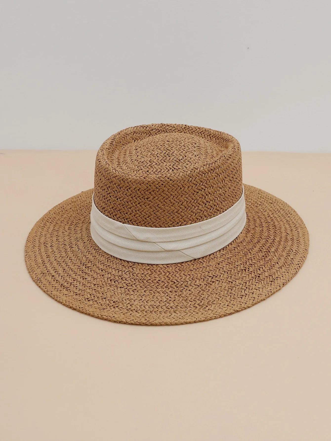 1pc Women Belt Decor Boho Style Straw Hat