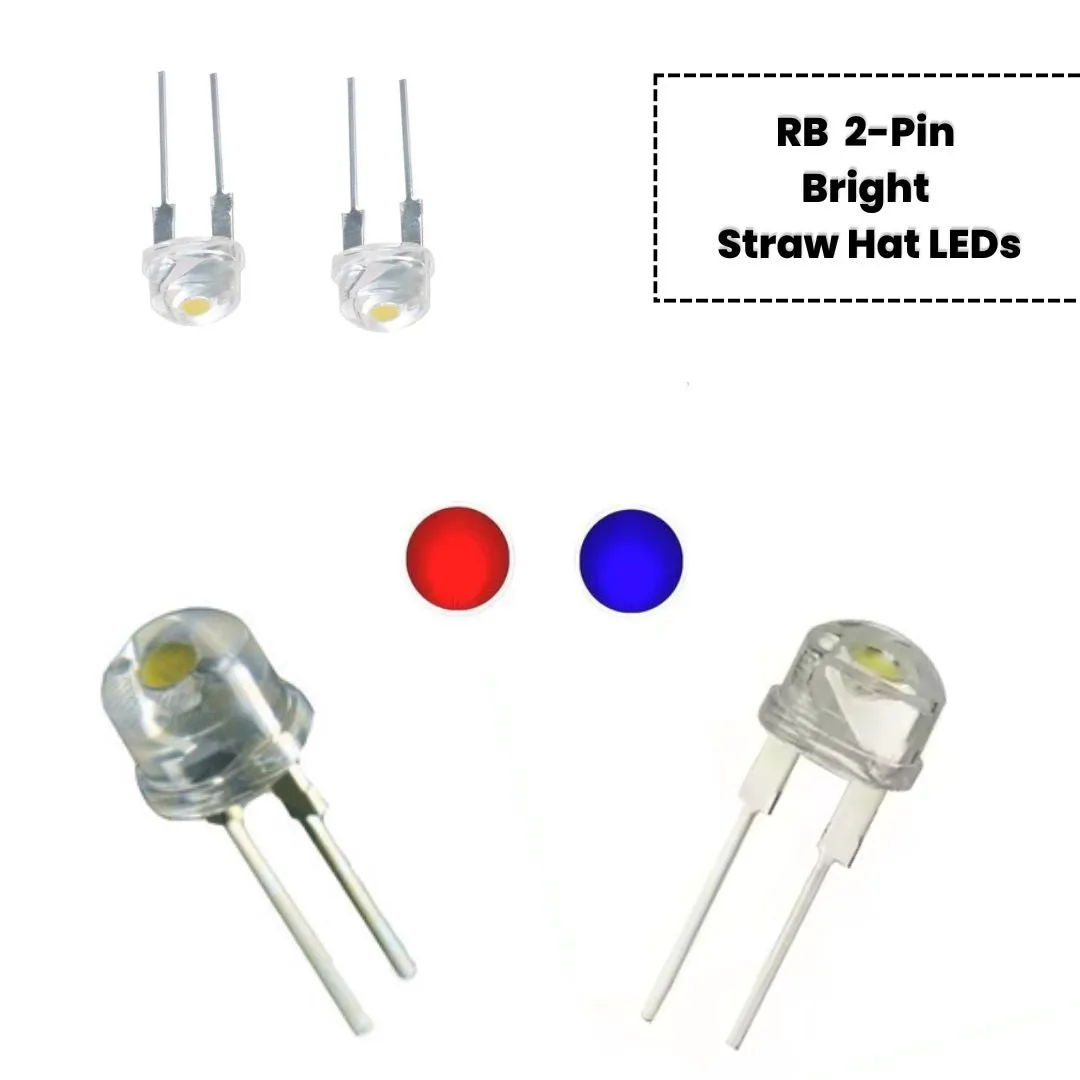 2-Pin Bicolor/Tricolor Bright Straw Hat LEDs (Auto Flashing)