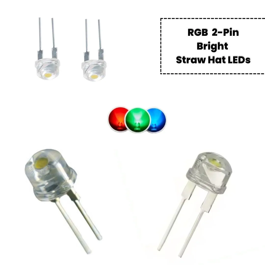 2-Pin Bicolor/Tricolor Bright Straw Hat LEDs (Auto Flashing)