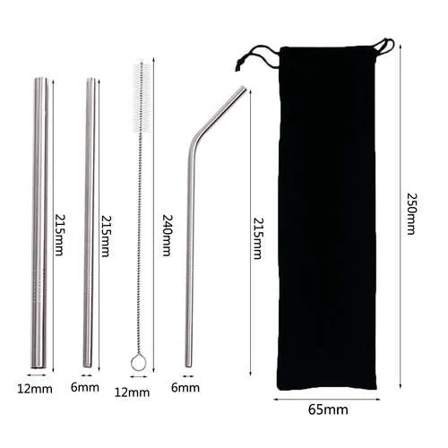 4-Set Metal Straw/Reusable Straws