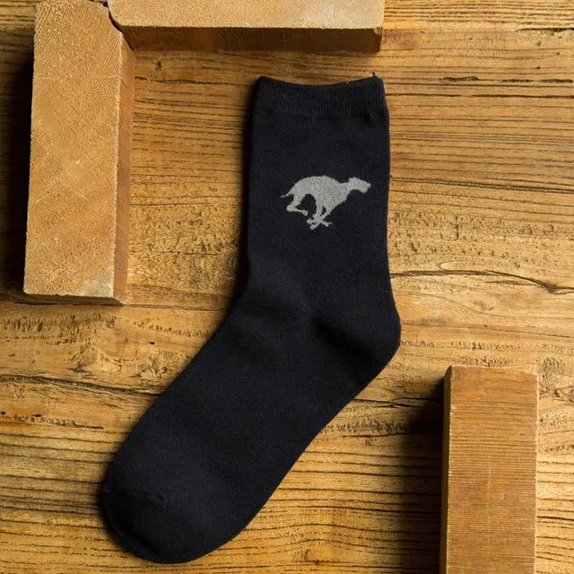 5Pairs Per Lot Autumn Winter Men's Creative Animal Pattern Cotton Socks