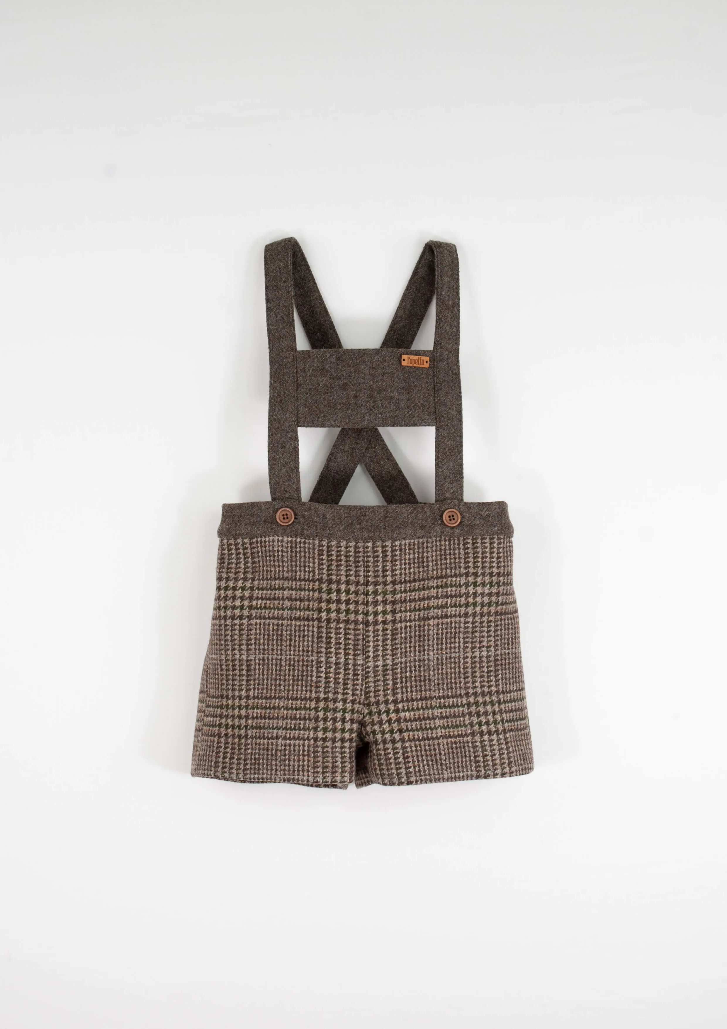 6.2-BROWN PLAID WOOLEN ROMPER