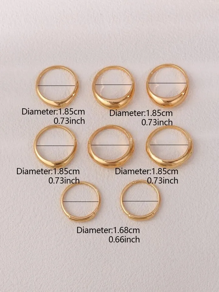 8pcs set fashionable & simple ring in gold