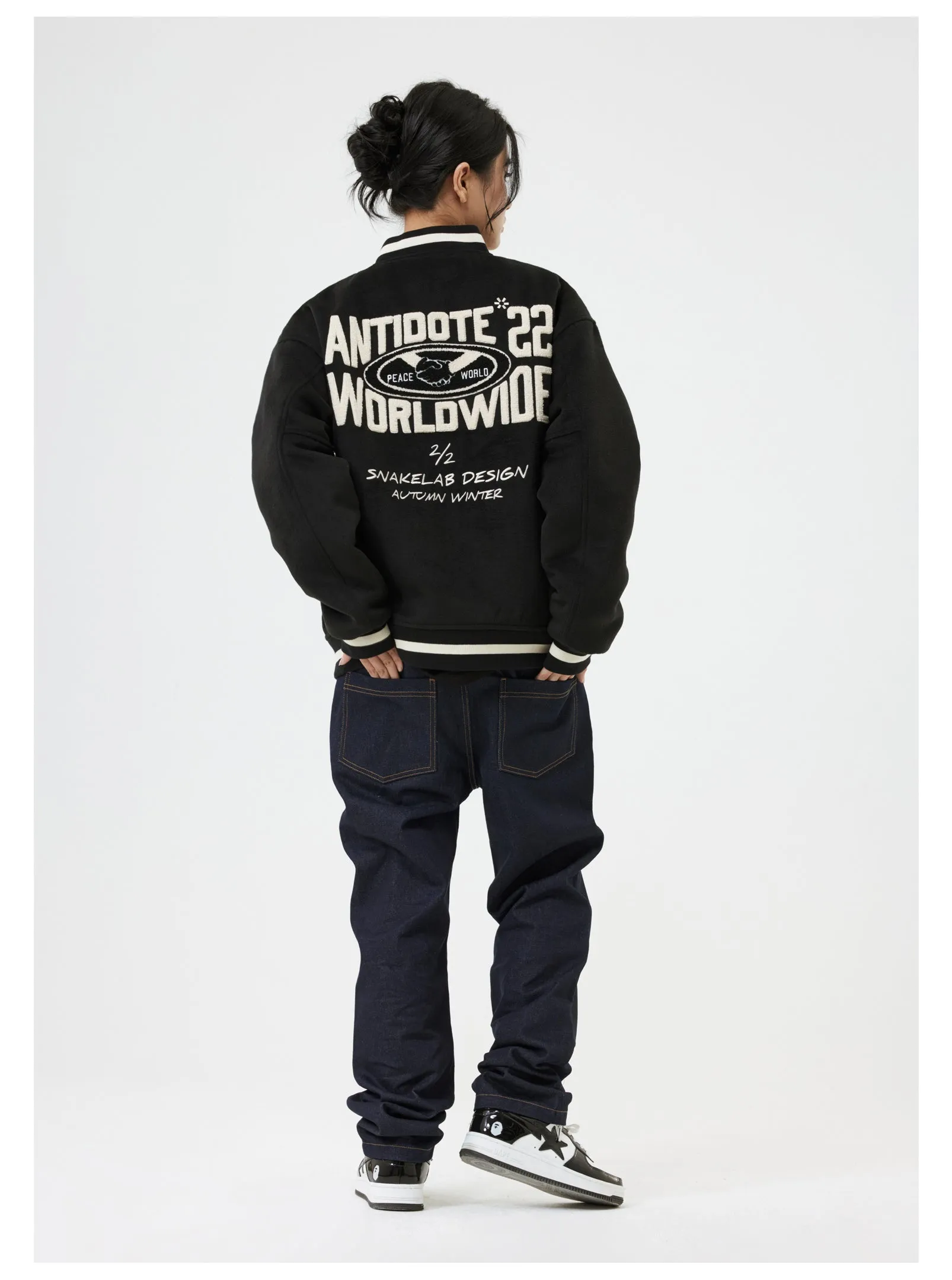 ANTIDOTE LOGO Woolen Embroidered Varsity Jacket