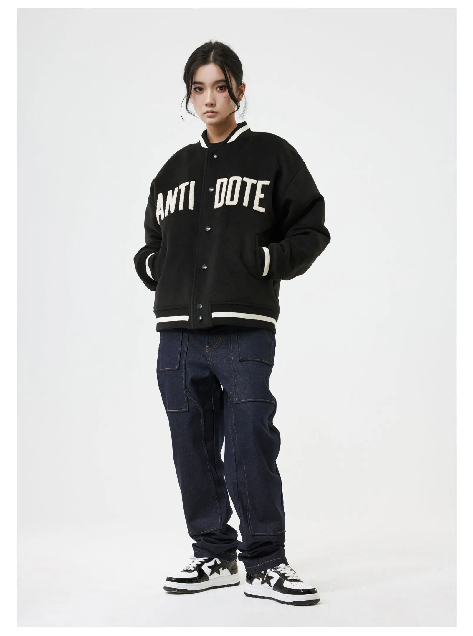 ANTIDOTE LOGO Woolen Embroidered Varsity Jacket