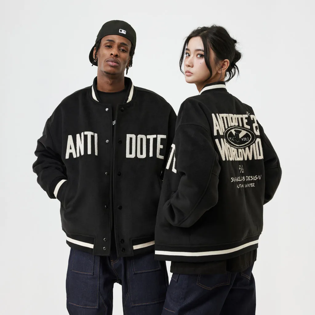 ANTIDOTE LOGO Woolen Embroidered Varsity Jacket