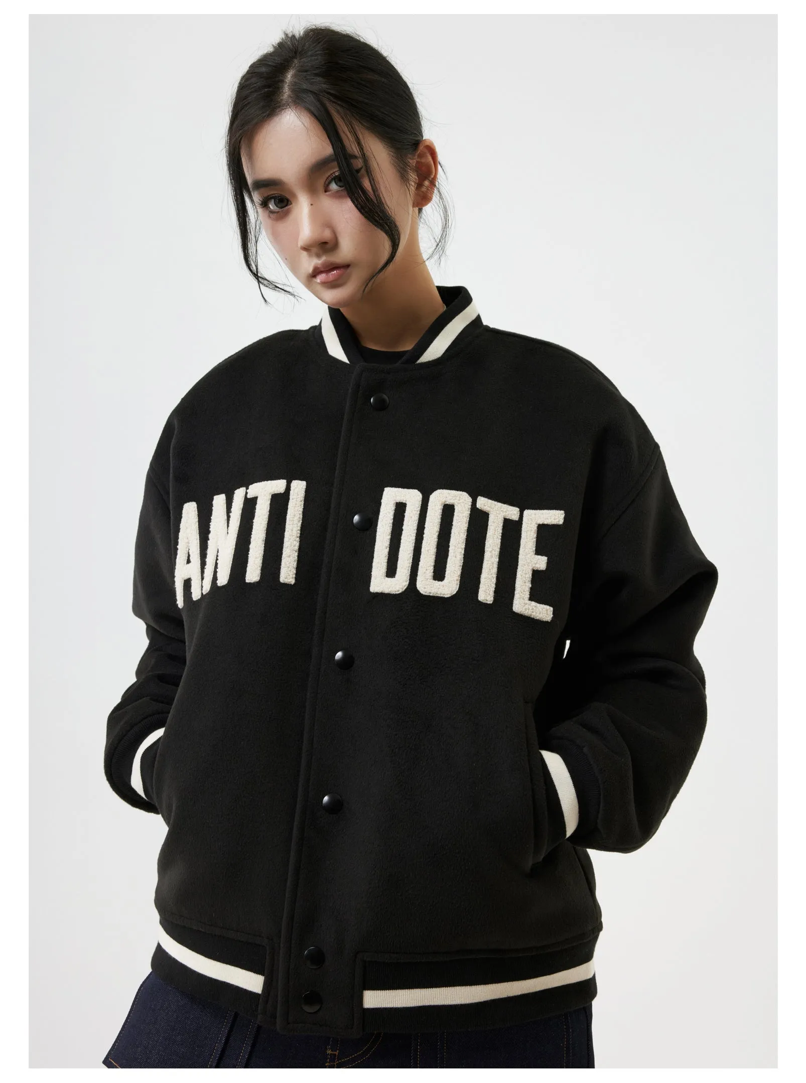 ANTIDOTE LOGO Woolen Embroidered Varsity Jacket