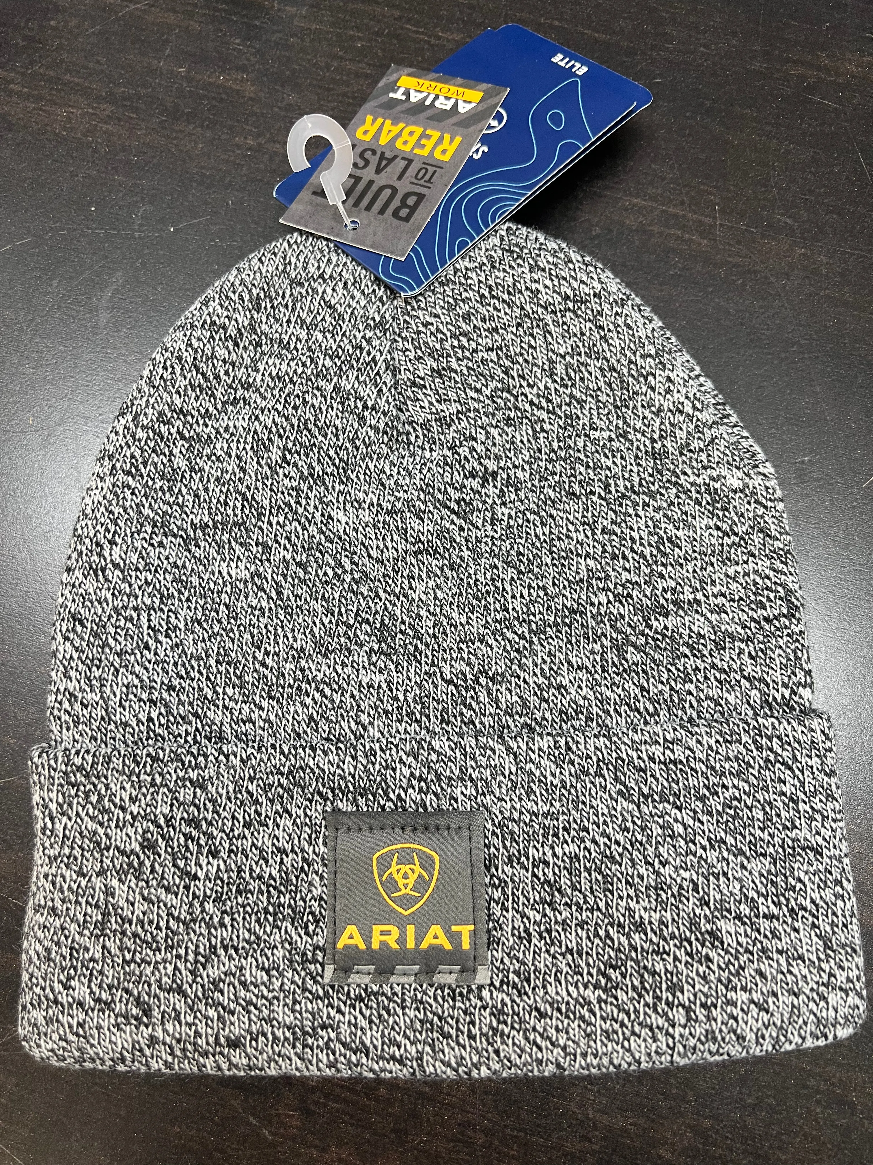 Ariat Men’s Black & White Heather Rebar Stocking Cap Winter Hat 10027798