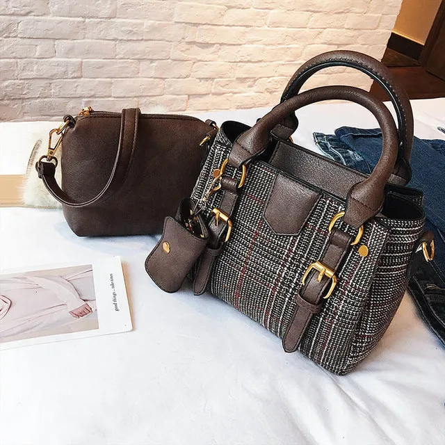 Autumn and Winter New Korean Fashion Minimalist Personality Hit the Color Check Bag Wild Child Shoulder Diagonal Handbags all