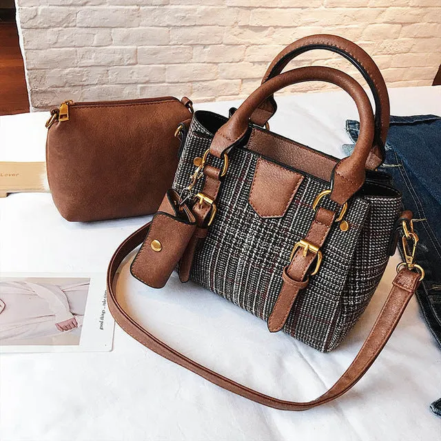 Autumn and Winter New Korean Fashion Minimalist Personality Hit the Color Check Bag Wild Child Shoulder Diagonal Handbags all