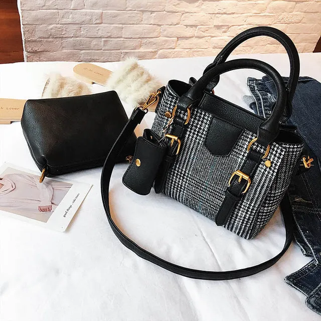 Autumn and Winter New Korean Fashion Minimalist Personality Hit the Color Check Bag Wild Child Shoulder Diagonal Handbags all