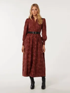 Autumn Embroidered Midi Dress