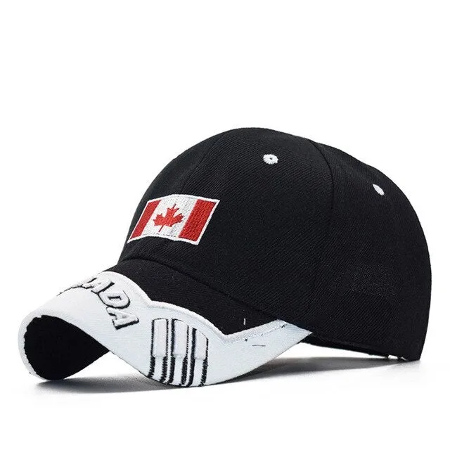 Autumn Winter Hip Hop Unisex Black White Canada Leaf Snapback Baseball Cap