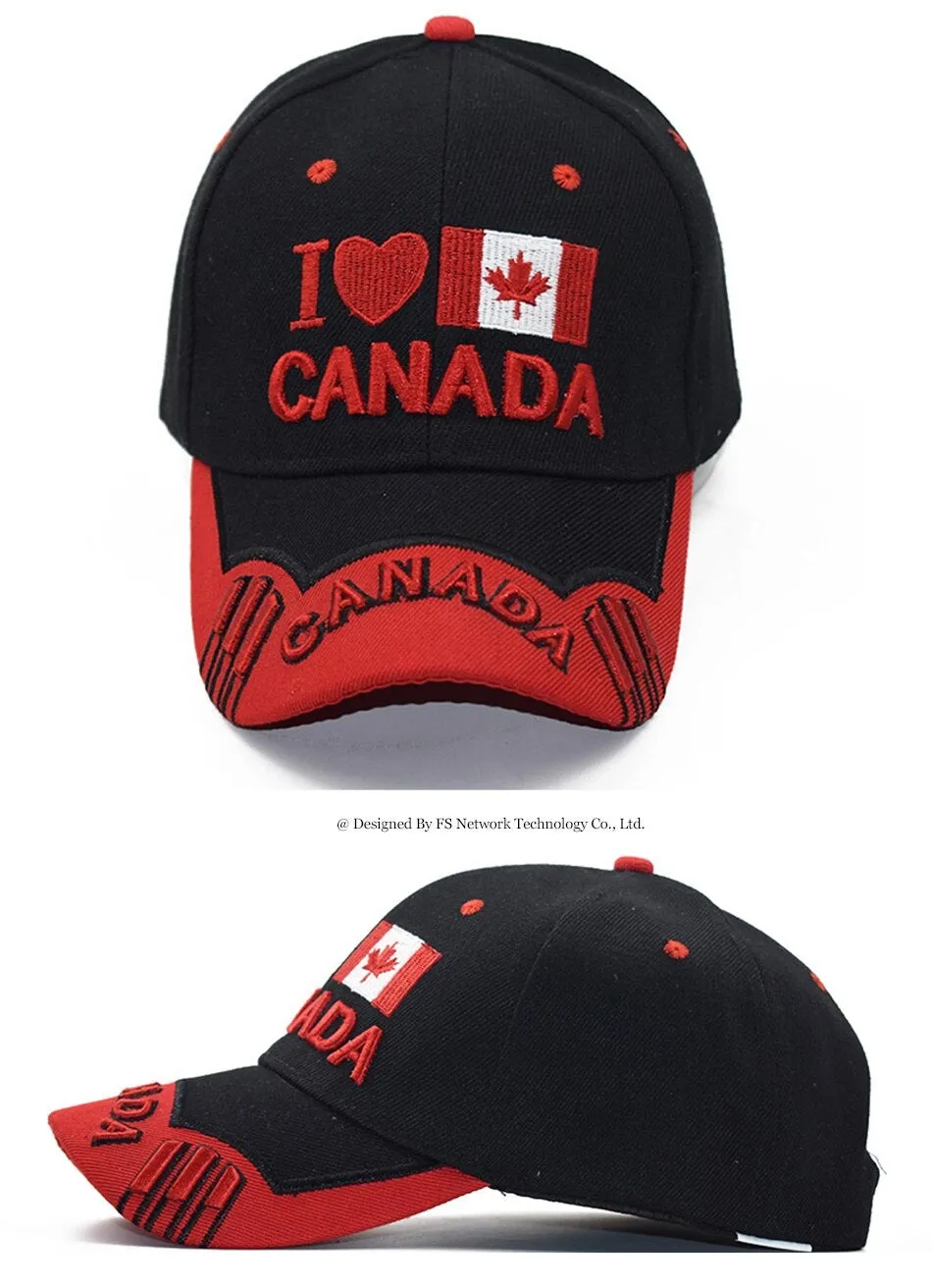 Autumn Winter Hip Hop Unisex Black White Canada Leaf Snapback Baseball Cap