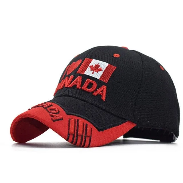 Autumn Winter Hip Hop Unisex Black White Canada Leaf Snapback Baseball Cap