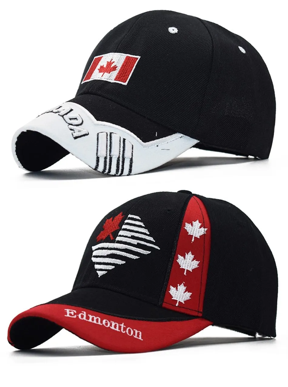 Autumn Winter Hip Hop Unisex Black White Canada Leaf Snapback Baseball Cap