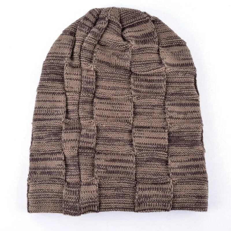 Autumn Winter Plaid Knitted Beanies Hats for Men and Women