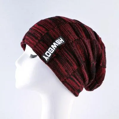 Autumn Winter Plaid Knitted Beanies Hats for Men and Women