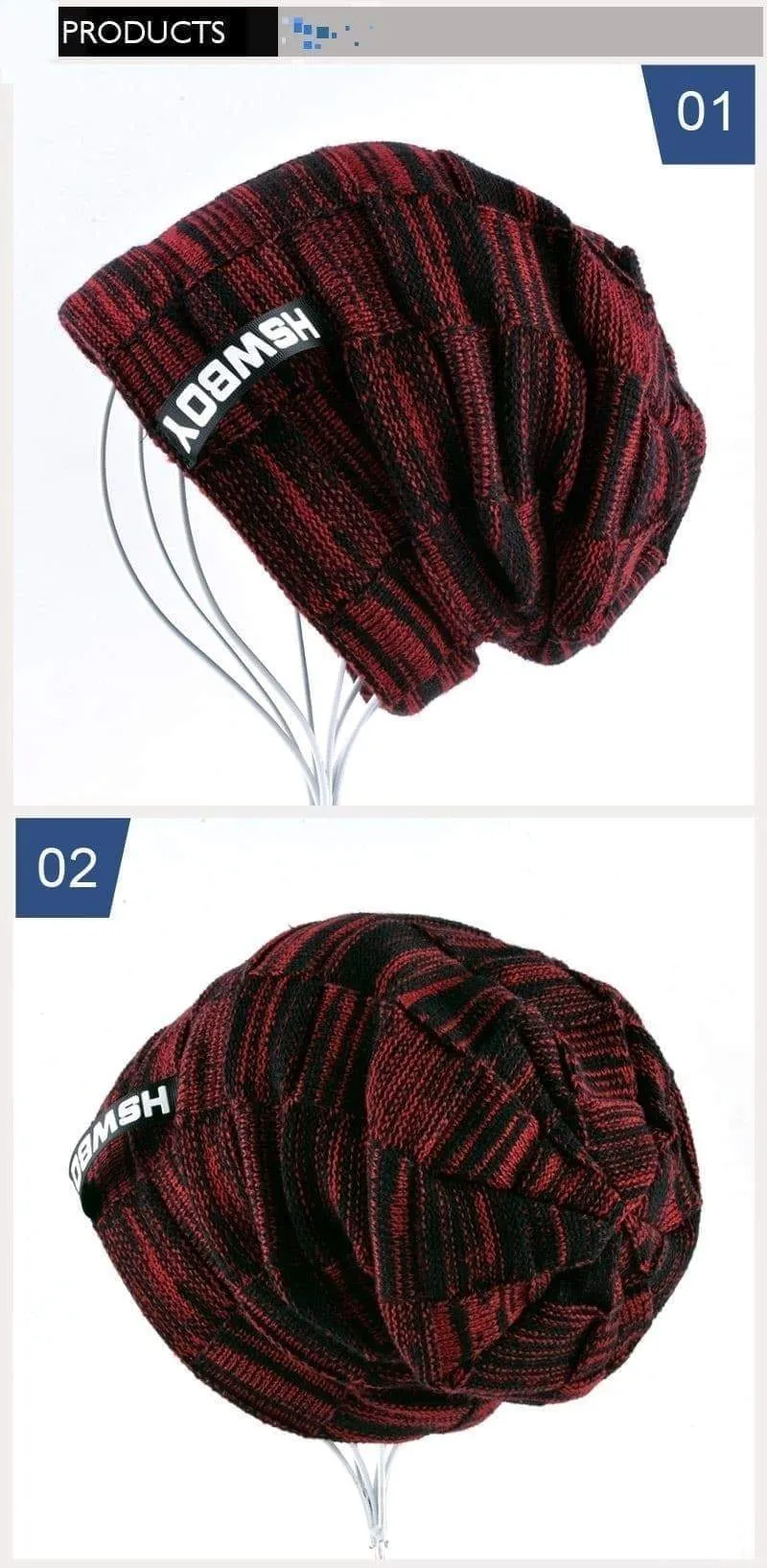 Autumn Winter Plaid Knitted Beanies Hats for Men and Women