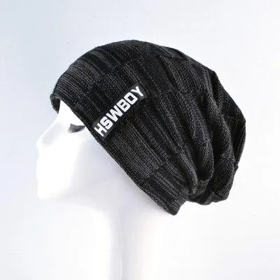 Autumn Winter Plaid Knitted Beanies Hats for Men and Women