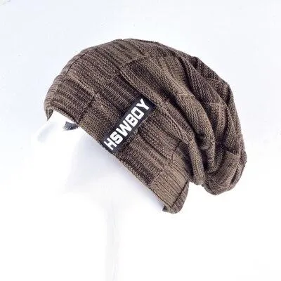 Autumn Winter Plaid Knitted Beanies Hats for Men and Women