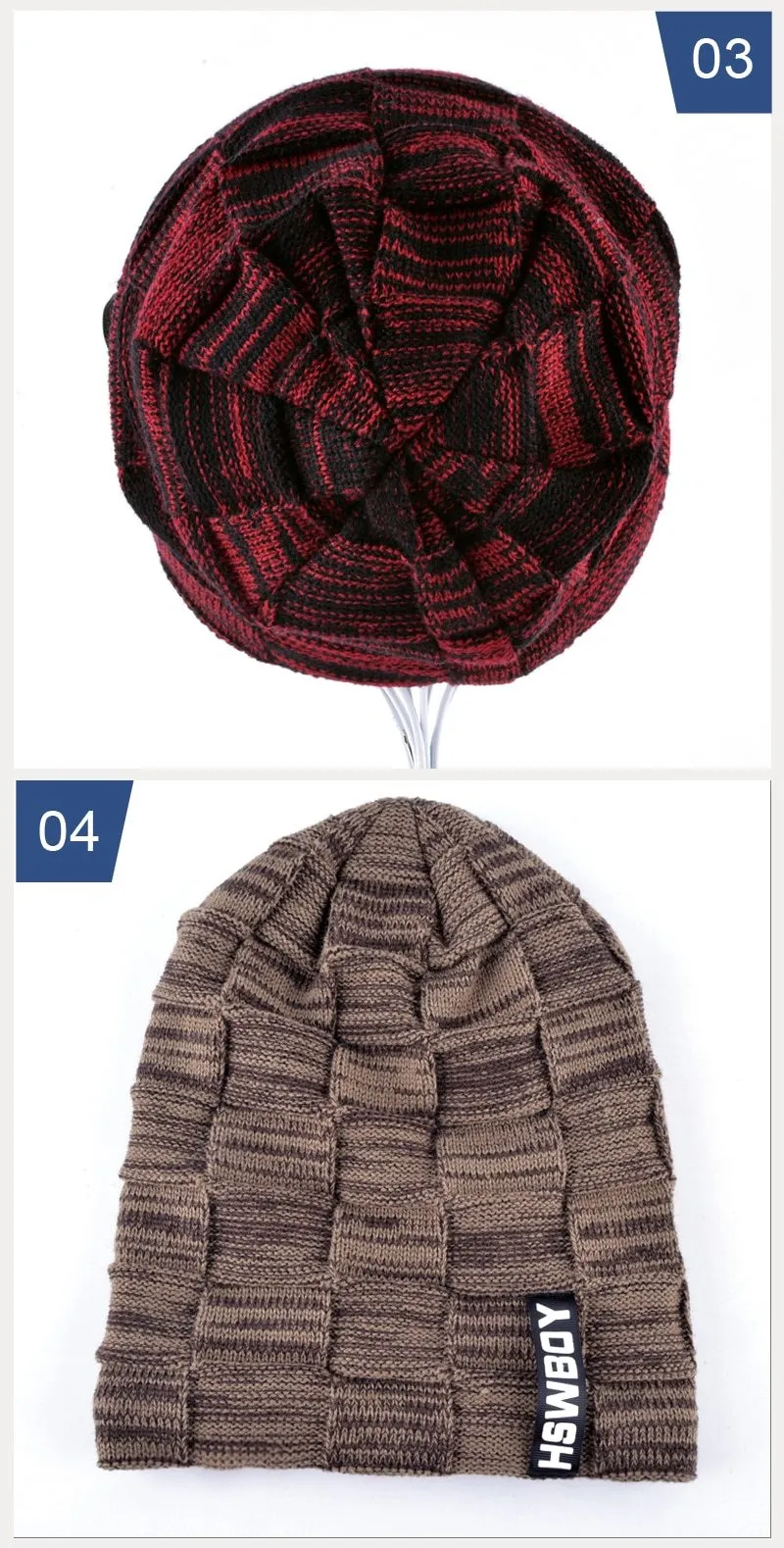 Autumn Winter Plaid Knitted Beanies Hats for Men and Women