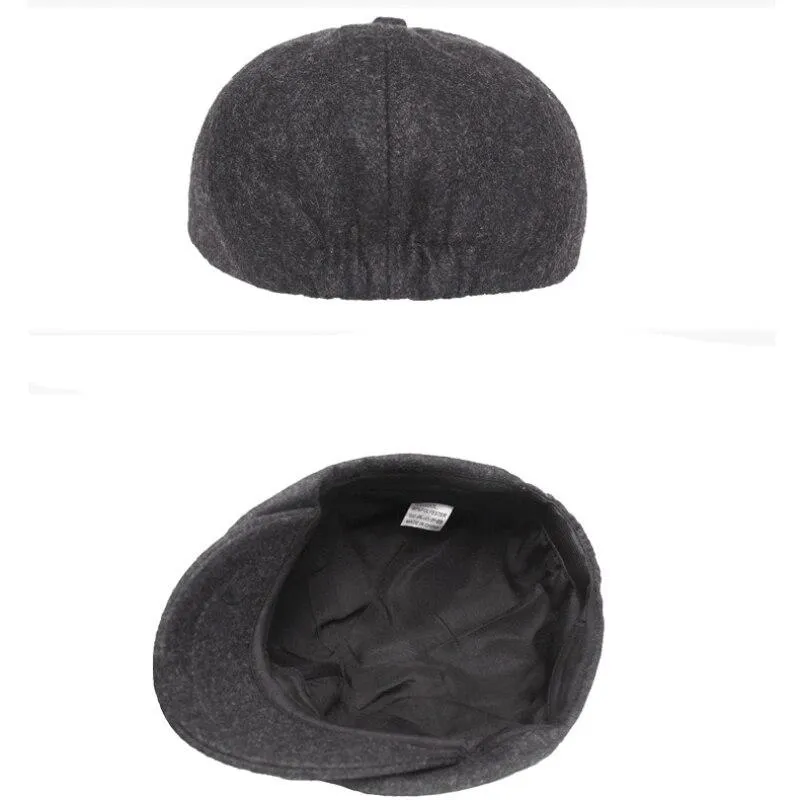 Autumn Winter Wool Vintage Octagonal Beret Cap for Men and Women