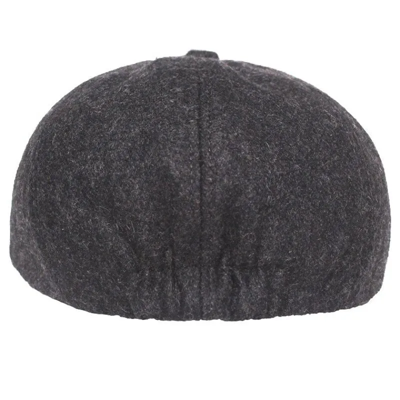 Autumn Winter Wool Vintage Octagonal Beret Cap for Men and Women