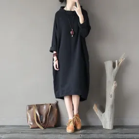 BABAKUD Autumn Winter Velvet Thick Loose Retro Casual Dress