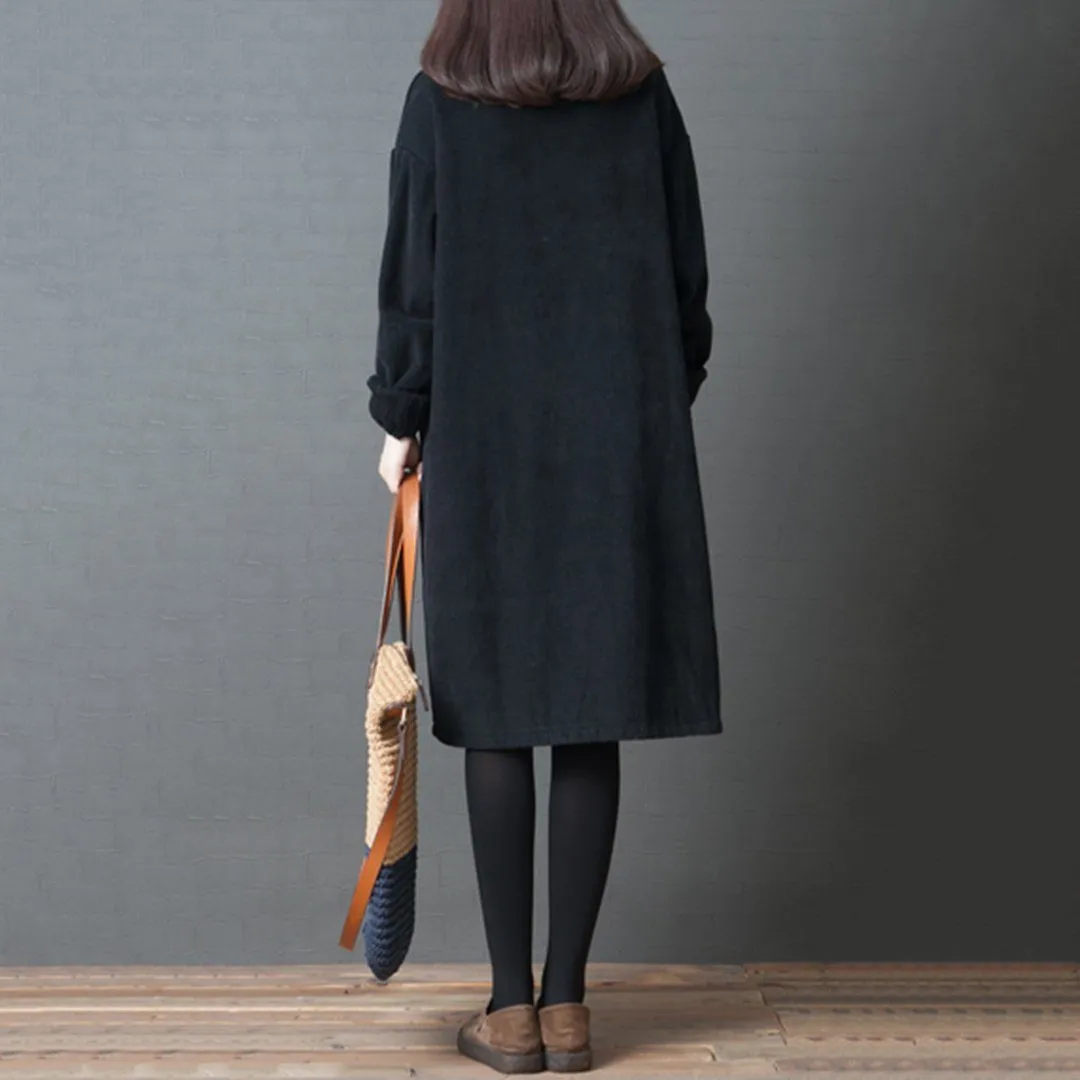 Babakud Oversize Knitted Paneled Corduroy Autumn Winter Dress