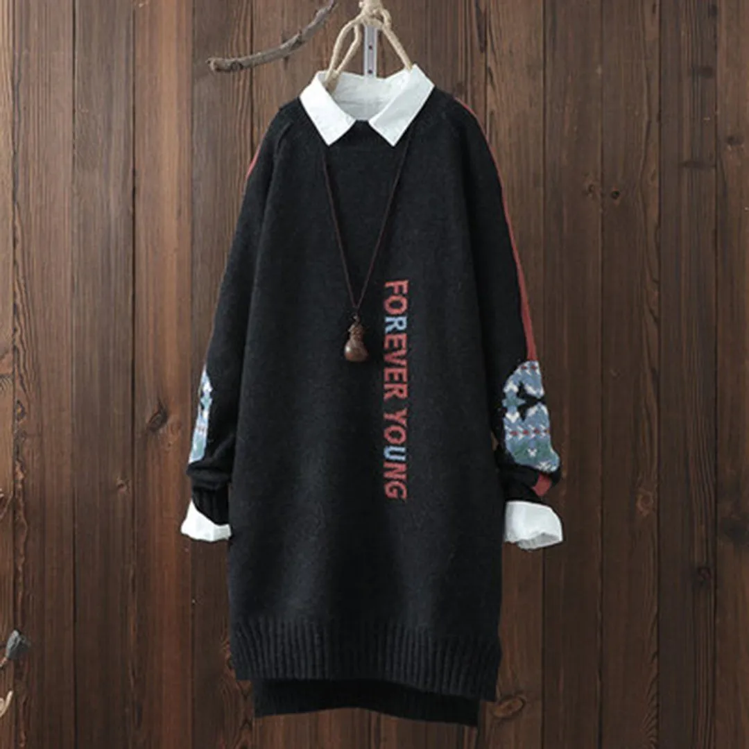 BABAKUD Women Crew Neck Autumn Winter Knitted Sweater