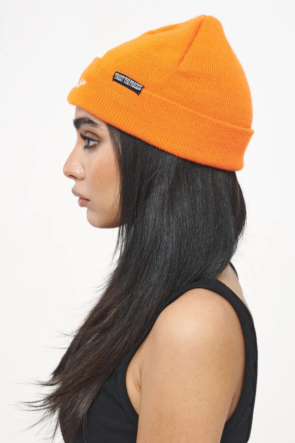 Birch Fisherman Beanie Sunrise Orange White