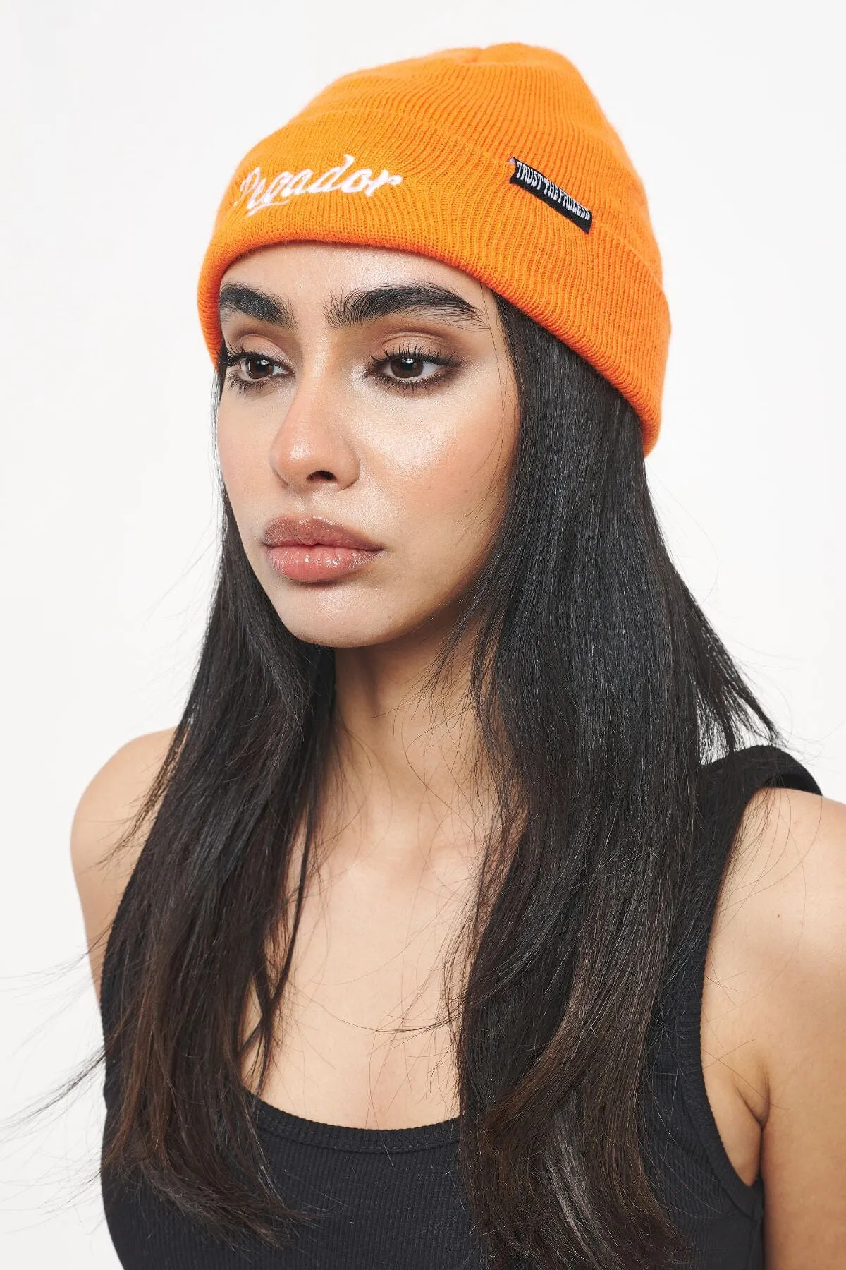 Birch Fisherman Beanie Sunrise Orange White