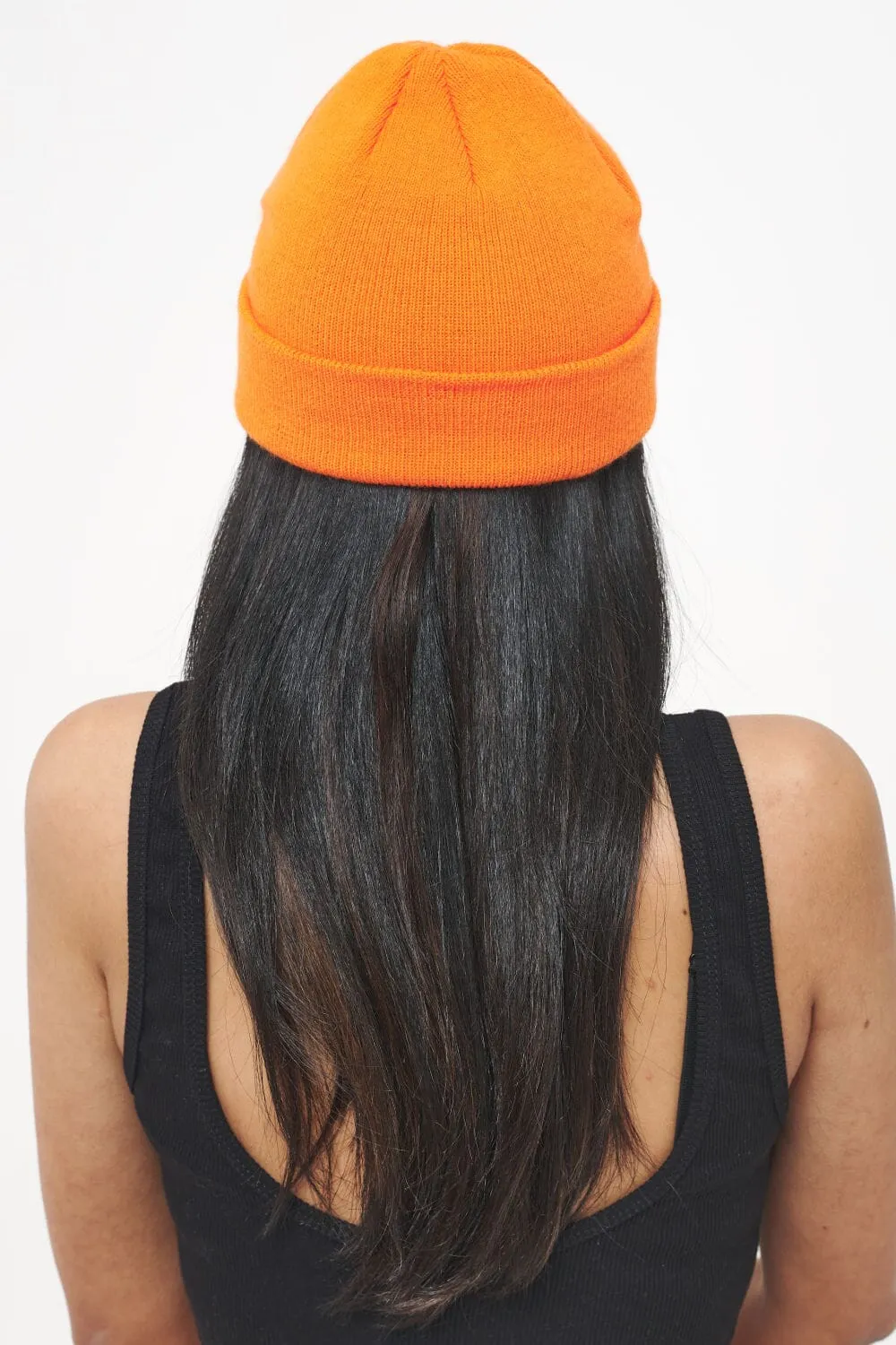 Birch Fisherman Beanie Sunrise Orange White