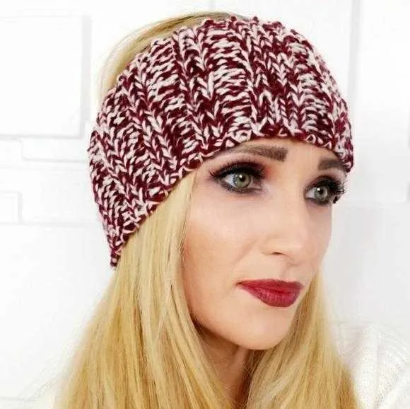 Burgundy Knitted Headband