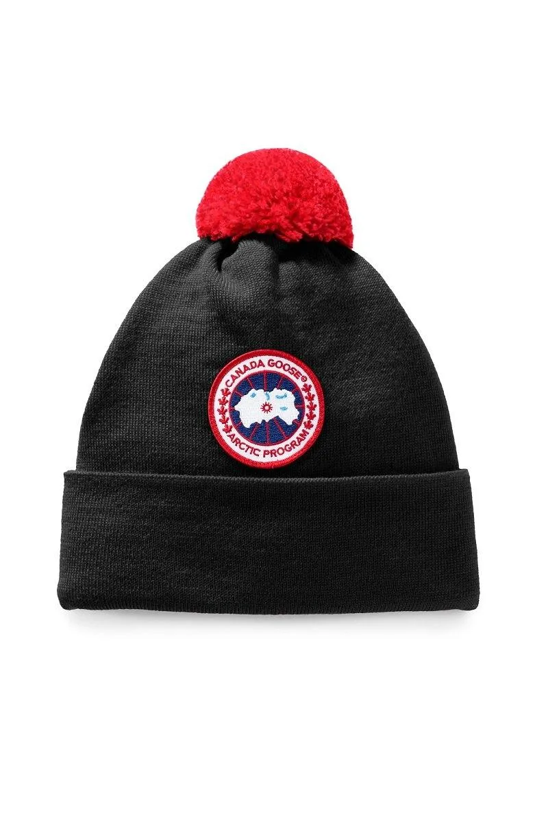 Canada Goose Youth/Kids Winter Hat Merino Pom Toque - Black