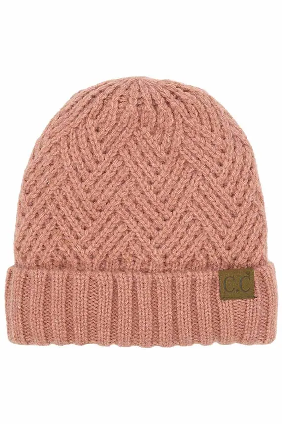 C.C Criss Cross Pattern Cuff Beanie Hats