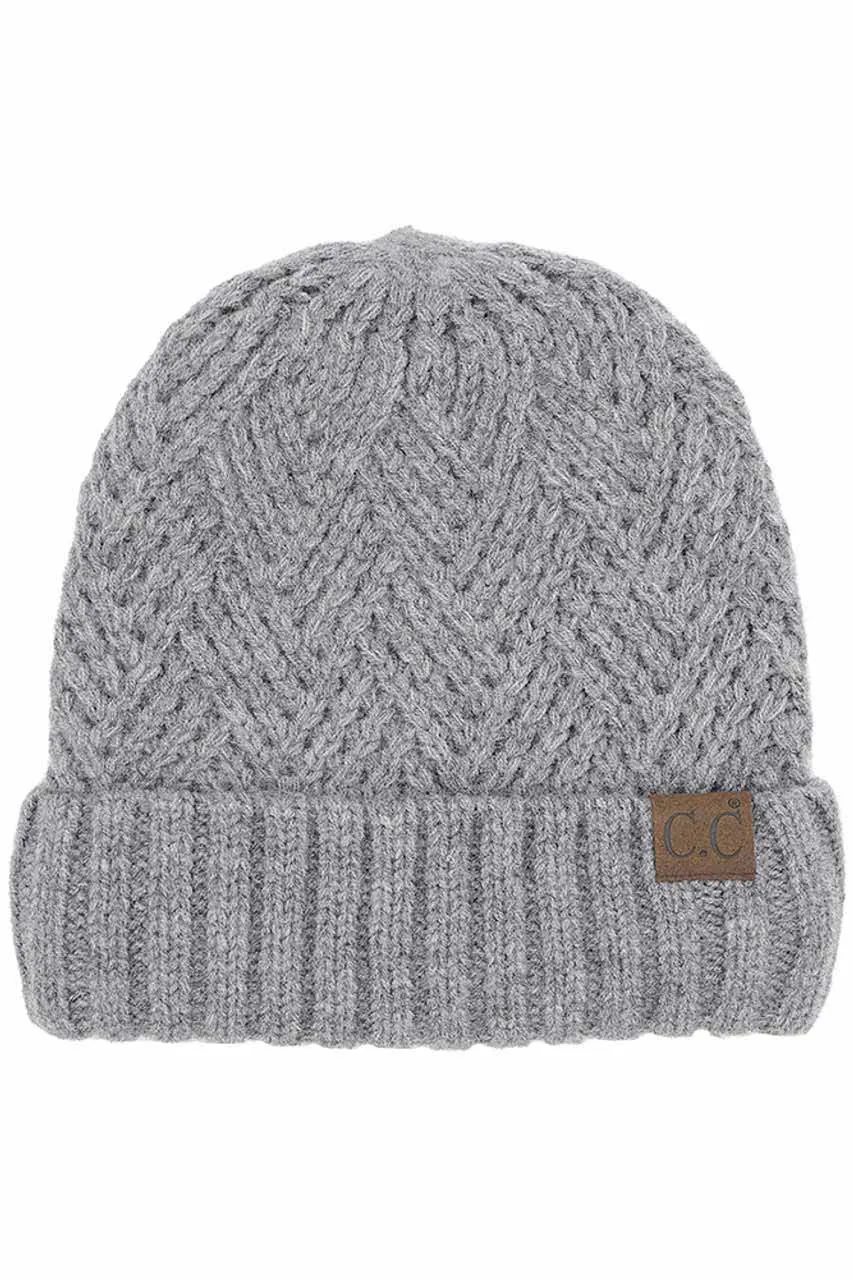 C.C Criss Cross Pattern Cuff Beanie Hats