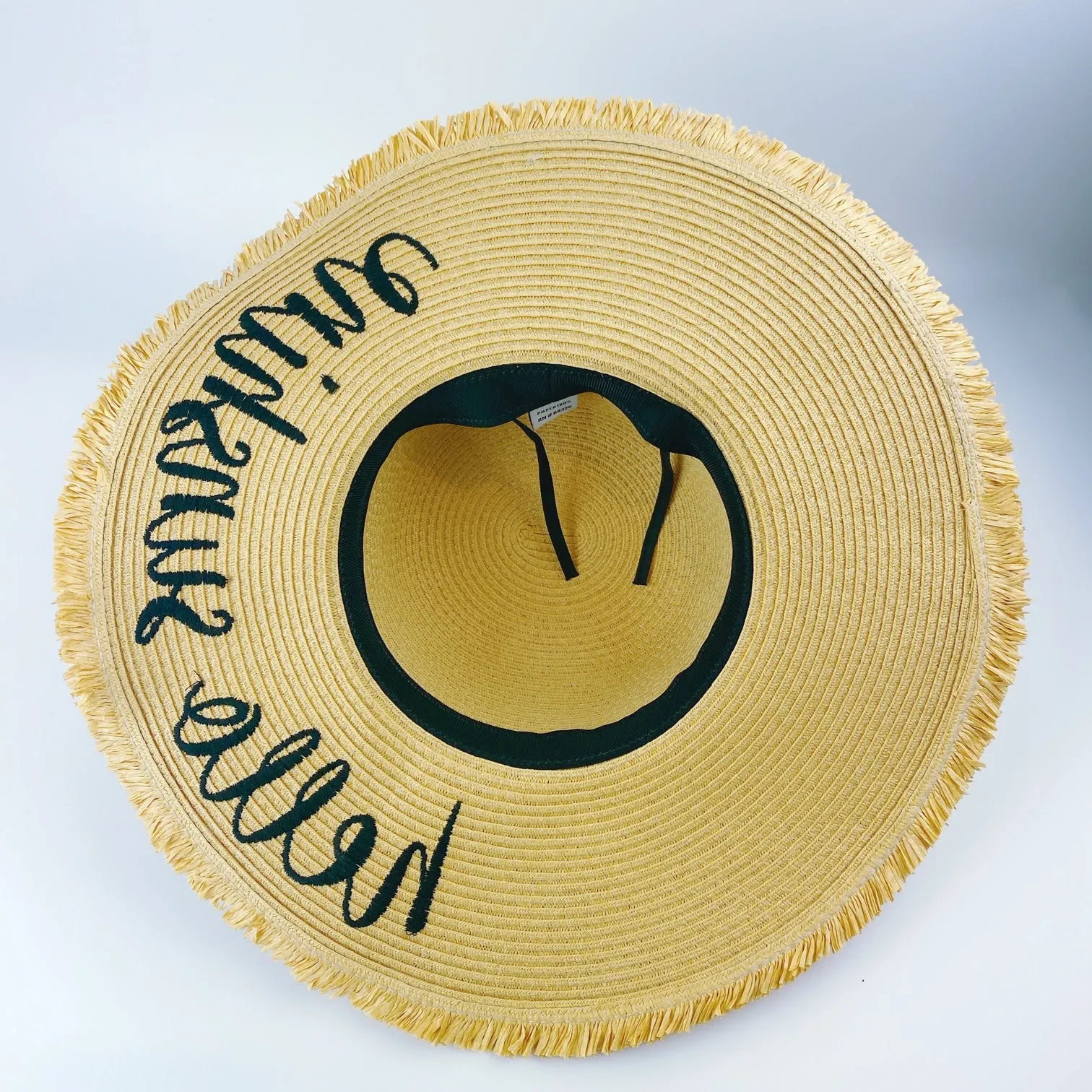 C.C Embroidered Sun Hat - Hello Sunshine Straw Hat