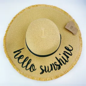 C.C Embroidered Sun Hat - Hello Sunshine Straw Hat