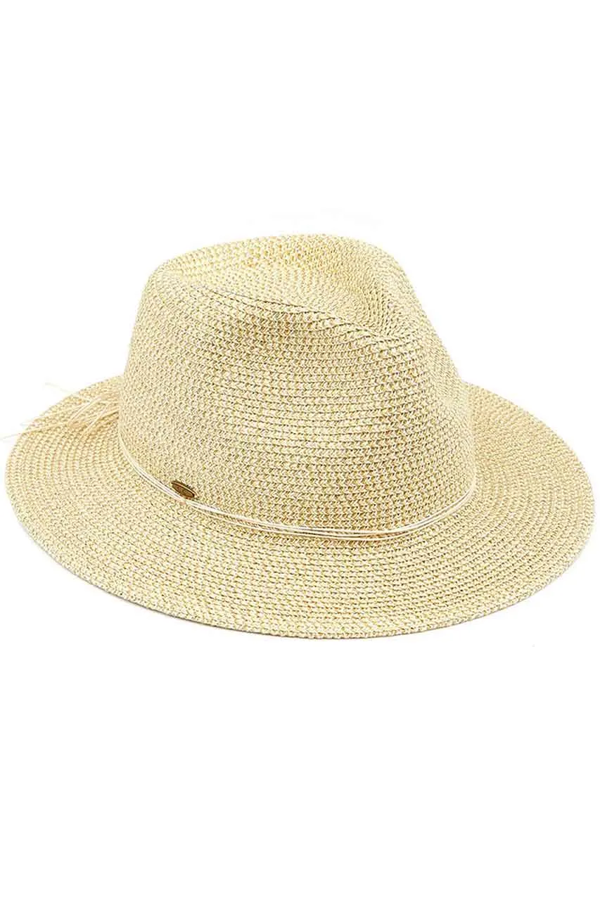 C.C Lurex Paper Straw Panama Sun Hat