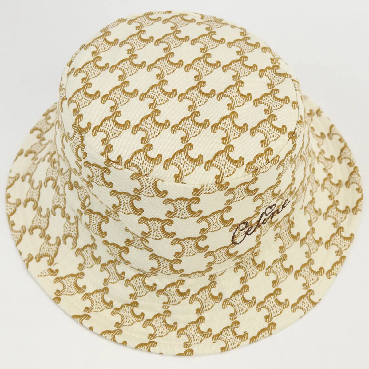 CELINE 2AU3B7310 triomphe hat hat cotton white Women