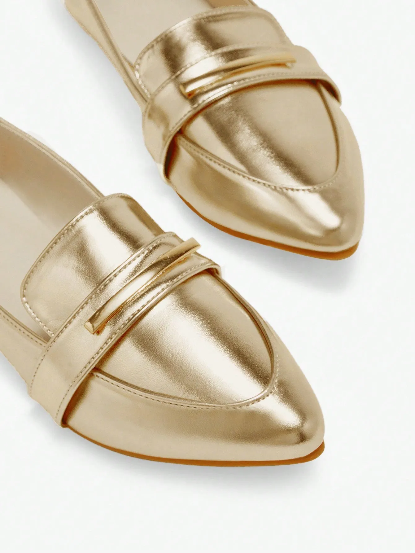 CUCCOO BIZCHIC Fashionable Light Gold Flat Women's Loafers