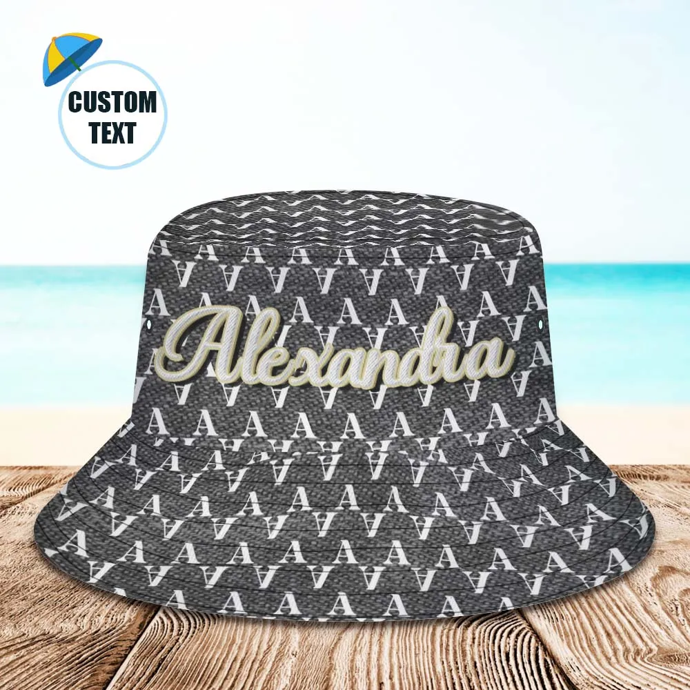 Custom Bucket Hat Unisex Black Fisherman Hat Personalized Your Name