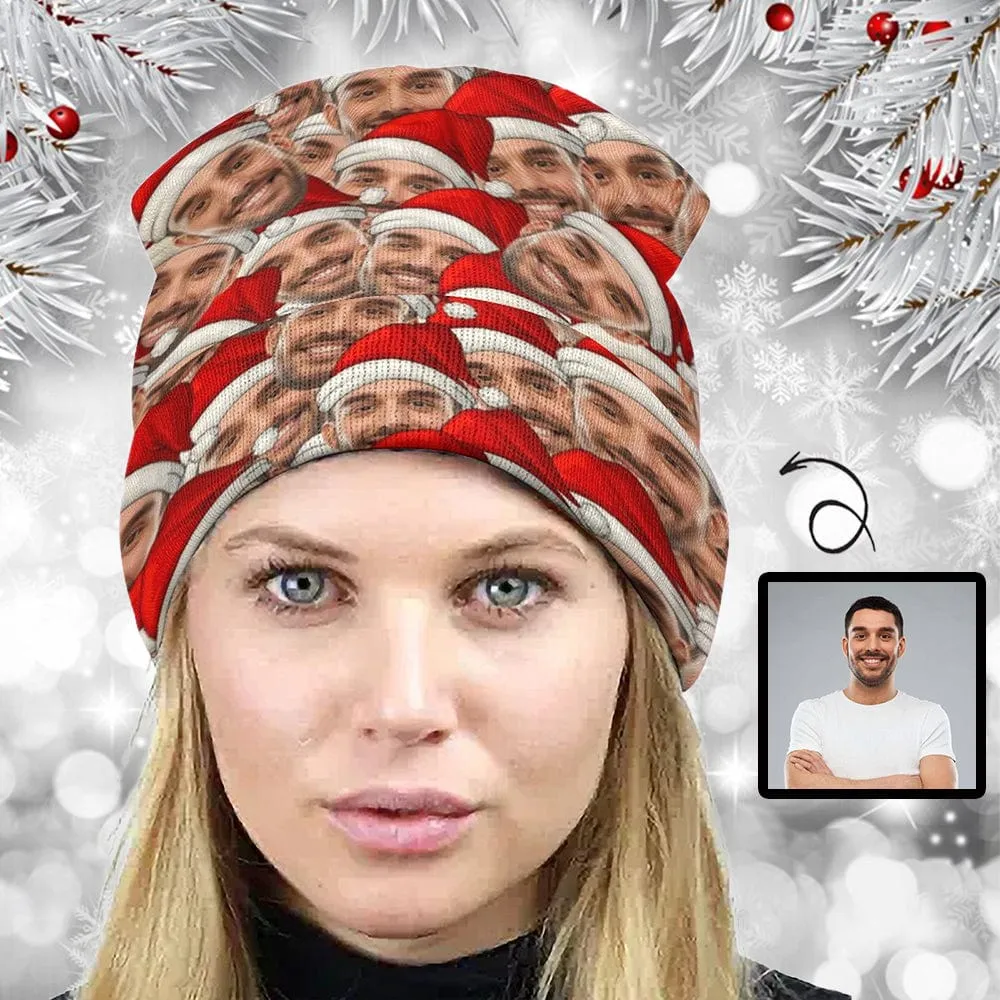 Custom Seamless Face Christmas Hat Unisex All Over Printed Knitted Hat