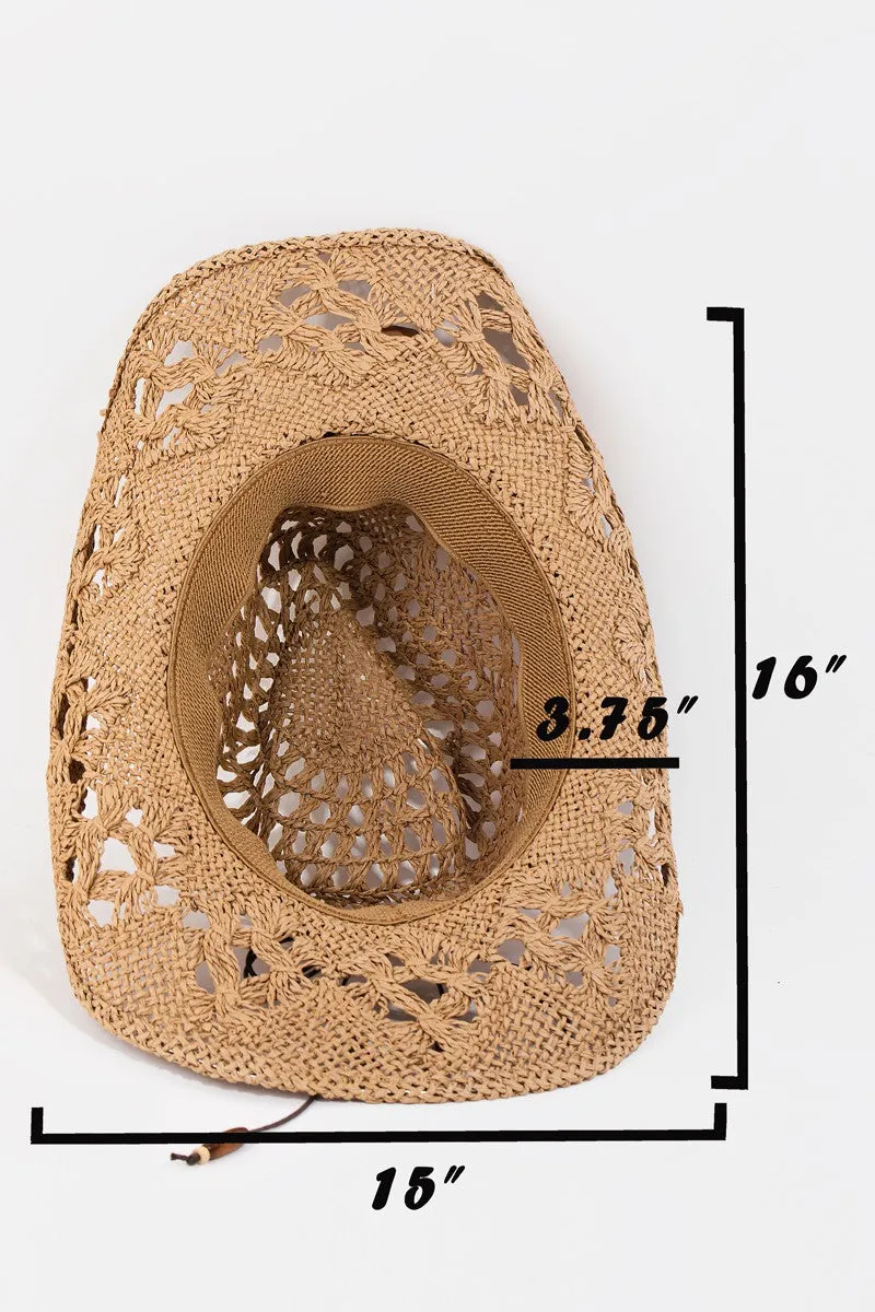 Cutout Strap Weave Straw Hat