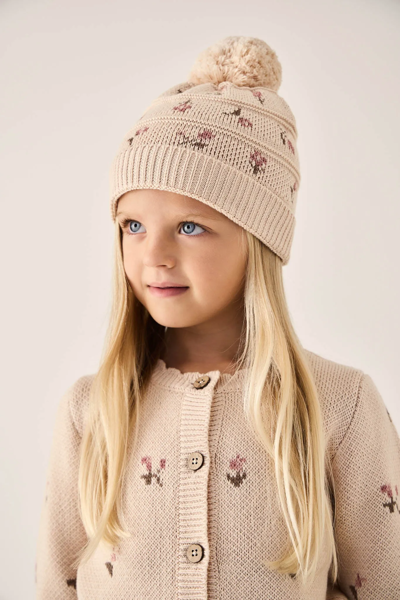 Delilah Knitted Hat - Delilah Jacquard Misty Rose